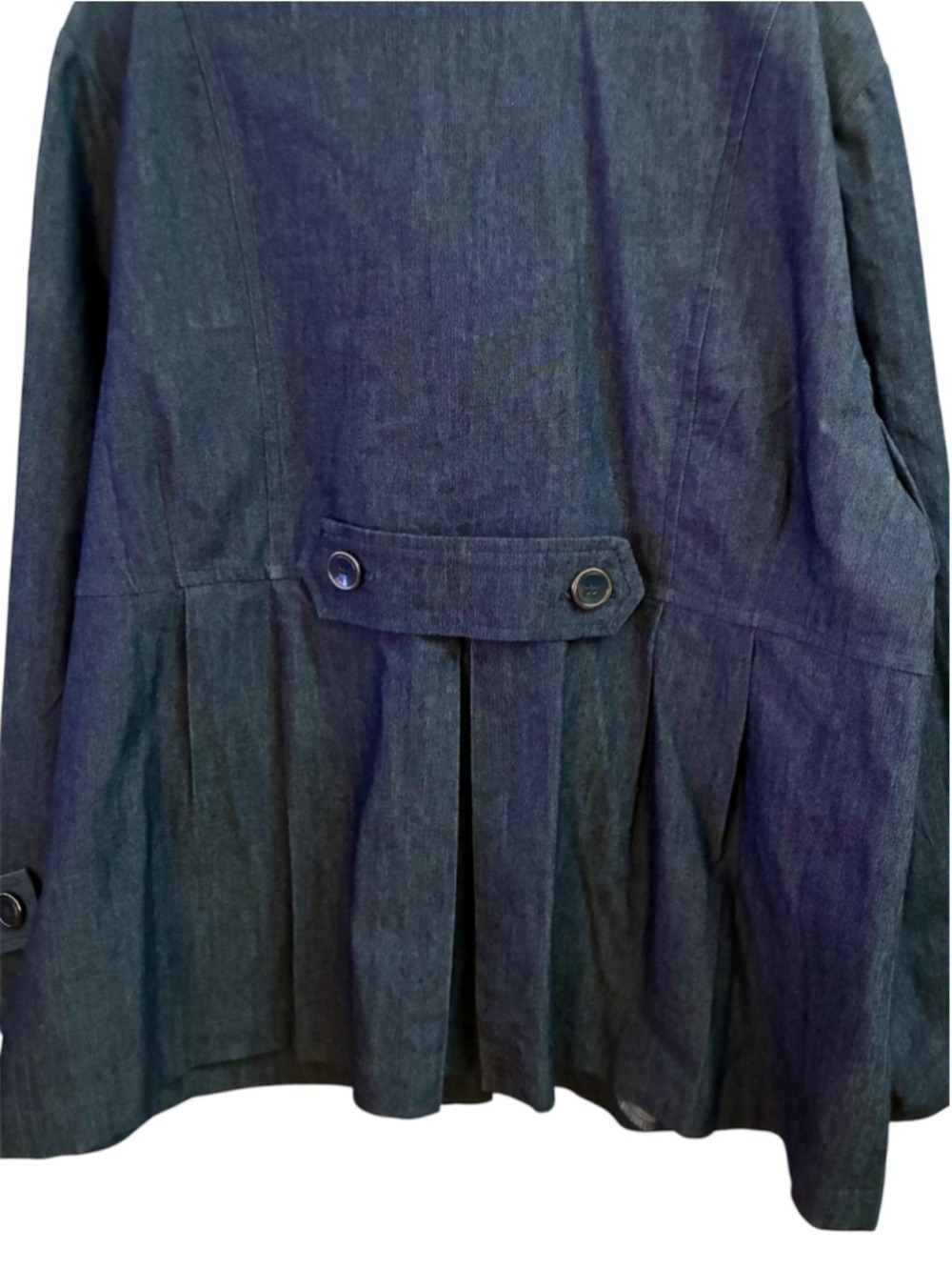 Sandro Woman Blue Denim Trench Coat Button Front Epaulets Plus Size 1X - Picture 11 of 11